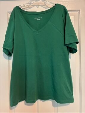 Ava & Viv Emerald Green V-Neck Tee